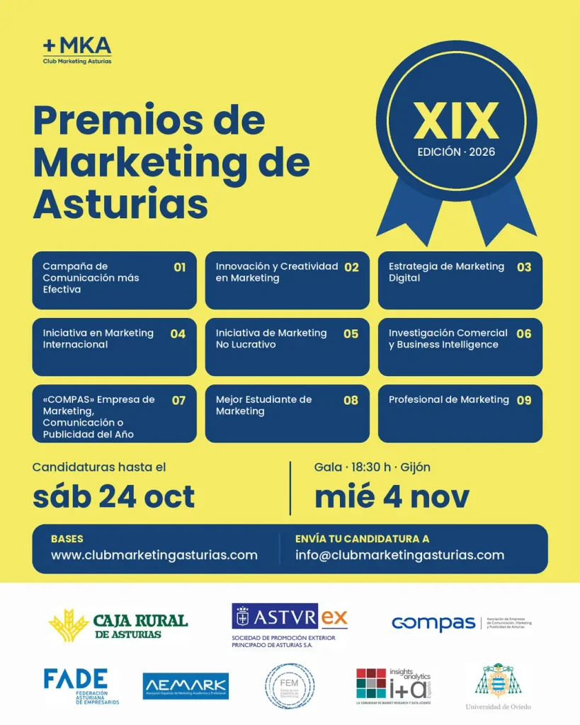 Convocados los XIX Premios de Marketing de Asturias 2026