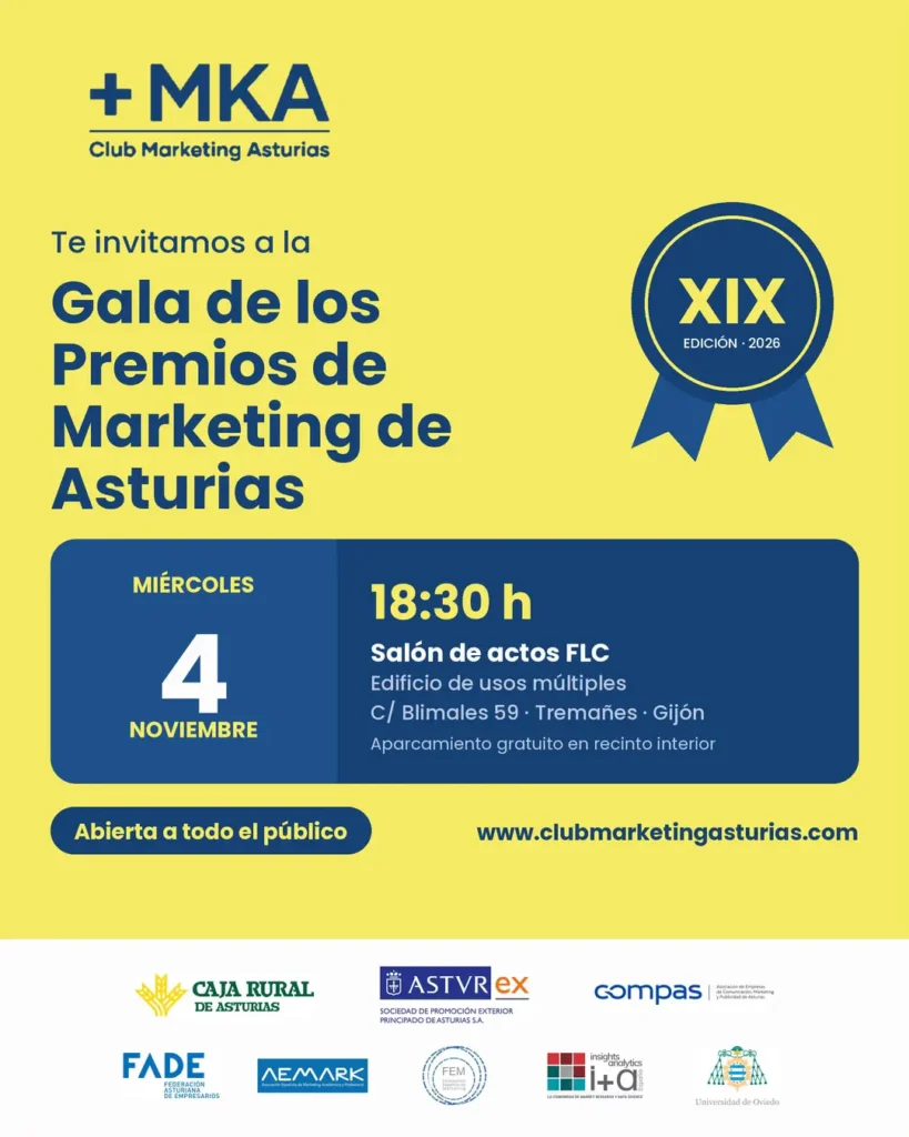 El Club de Marketing de Asturias celebra la XIX edición de los Premios de Marketing de Asturias 2026